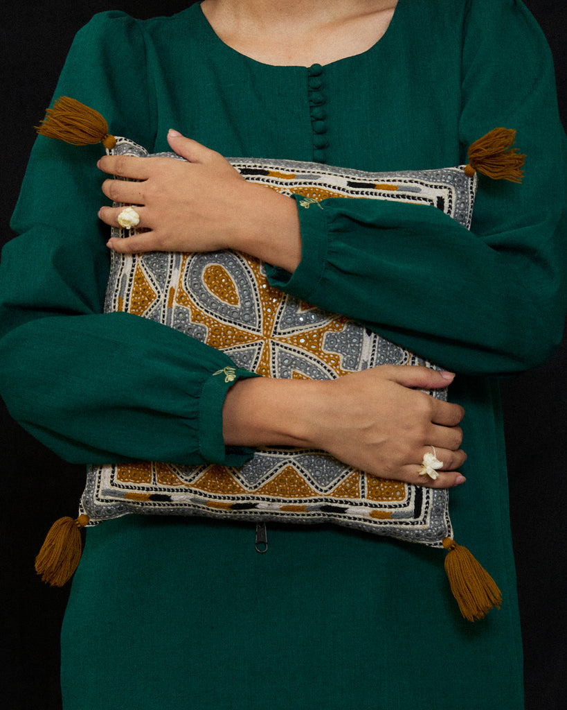 Two tone green with French buttons