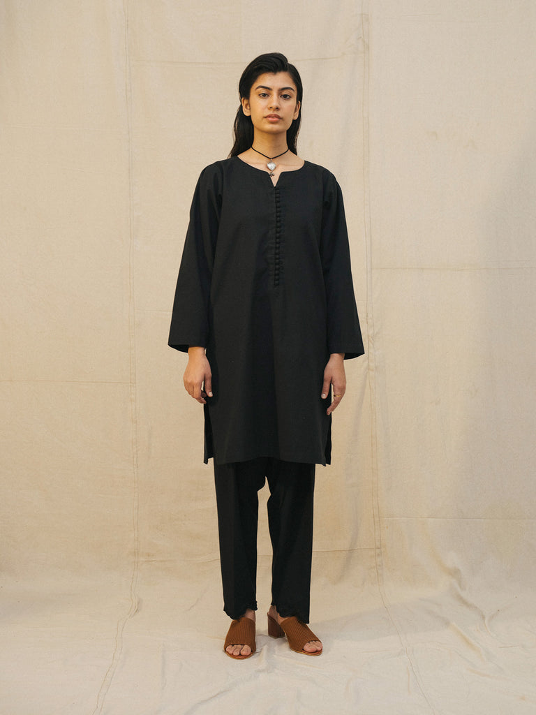 PUFFED SLEEVE KURTA WITH EMBROIDERED SHALWAR