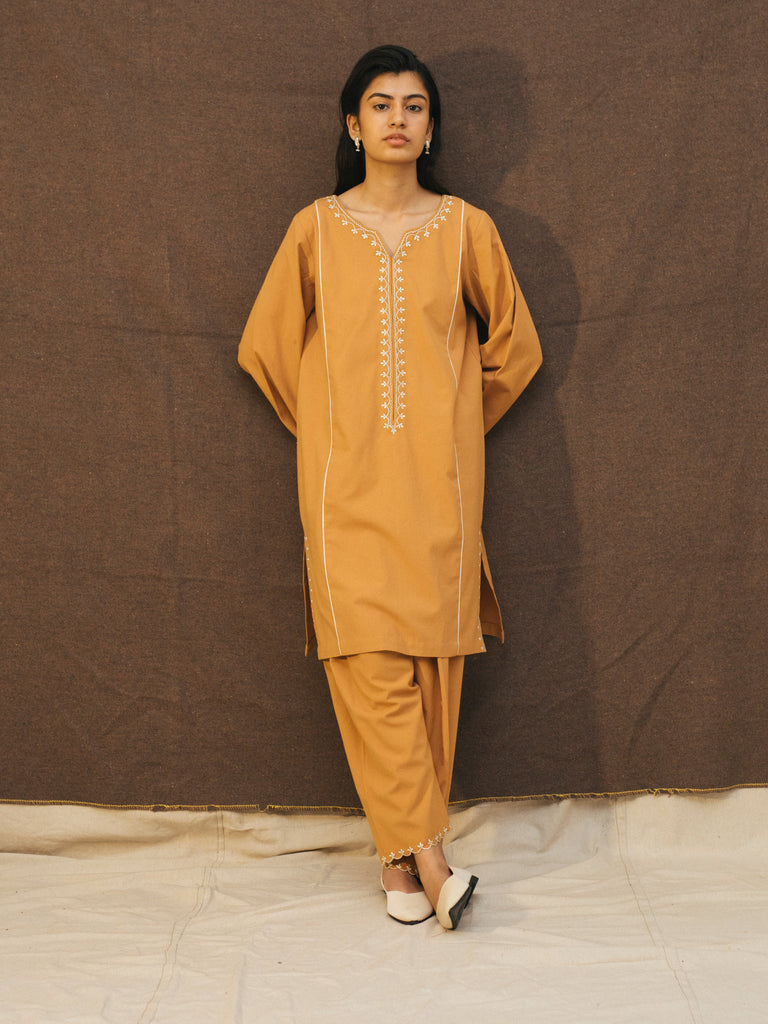 EMBROIDERED KURTA SHALWAR WITH PANELS