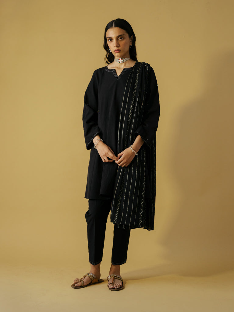 A-Line Shirt with trouser & jacquard dupatta