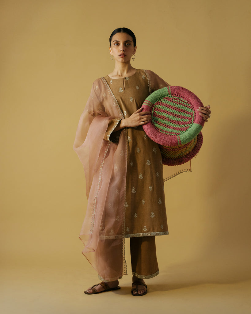 Embroidered Shirt with Organza Dupatta