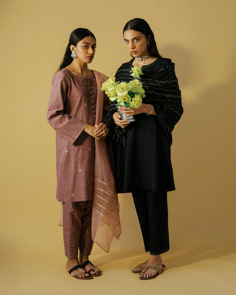 A-Line Shirt with trouser & jacquard dupatta